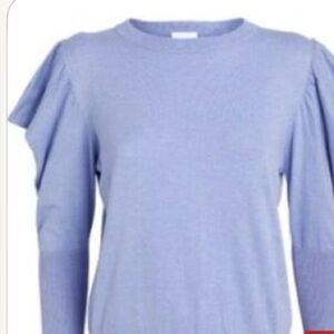 New MISA LOS ANGELES la Guthrie LIGHT baby BLUE PUFF SLEEVE SWEATER Top XS S‎